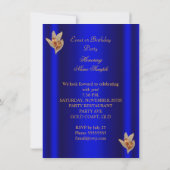 Invitation Elégante Royal Bleu Bronze Brown Gold Party (Dos)