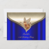 Invitation Elégante Royal Bleu Bronze Brown Gold Party (Devant)