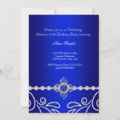 Invitation Elégante Royal Blue Diamond Pearl fête d'anniversa (Dos)