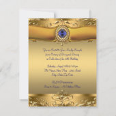Invitation Elégante Royal Blue et Gold 50e fête d'anniversair (Dos)