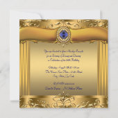 Invitation Elégante Royal Blue et Gold 50e fête d'anniversair (Dos)