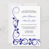 Invitation Elégante Royal Blue et White Swirls (Devant)