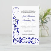 Invitation Elégante Royal Blue et White Swirls (Debout devant)