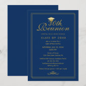 Invitation Elégante Royal Blue Gold 30e Classe Réunion (Devant / Derrière)