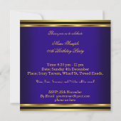 Invitation Elégante Royal Blue Gold Damask Pearl Party (Dos)