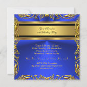 Invitation Elégante Royal Blue Gold fête d'anniversaire Flora (Dos)