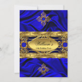Invitation Elégante Royal Blue Gold Gems Soie Anniversaire 2 (Devant)