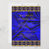 Invitation Elégante Royal Blue Gold Gems Soie Anniversaire 2 (Dos)