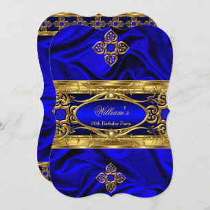Invitation Elégante Royal Blue Gold Gems Soie Anniversaire 3