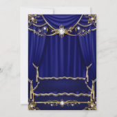 Invitation Elégante Royal Blue Gold Pearl Drapes (Dos)