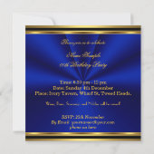Invitation Elégante Royal Blue Gold Pearl fête d'anniversaire (Dos)