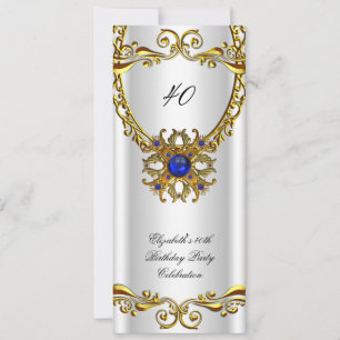 Invitation Elégante Royal Blue Jewel Gold fête d'anniversaire