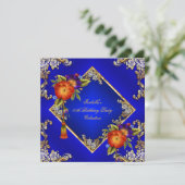 Invitation Elégante Royal Blue Red Orange Purple Flowers Part (Debout devant)
