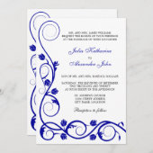 Invitation Élégante Royal Blue Swirls (Devant / Derrière)