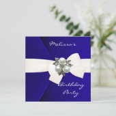 Invitation Elégante Royal Blue Velvet Pearl (Debout devant)