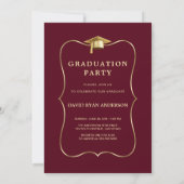 Invitation Élégante Royal Gold Burgundy Graduation Party (Dos)