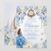 Invitation Élégante Royal Princess Light Blue Sweet 16 (Devant / Derrière)