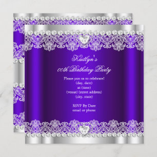 Invitation Elégante Royal Purple Lace Soie Anniversaire