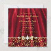 Invitation Elégante Royal Red & Gold Damask Anniversaire Part (Dos)