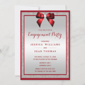 Invitation Elégante Ruby Red & Silver Parties scintillant Eng (Devant)