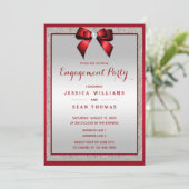 Invitation Elégante Ruby Red & Silver Parties scintillant Eng (Debout devant)