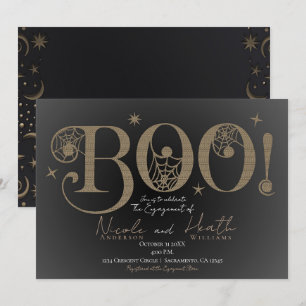 Invitation Élégante Rustique BOO Magique Fiançailles d'Hallow