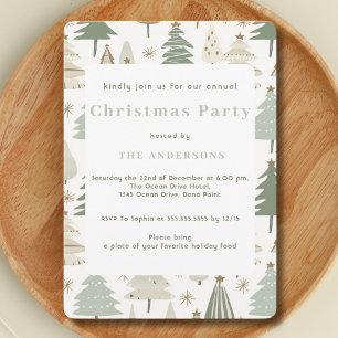 Invitation Elégante saga verte Moderne Arbres de Noël motif