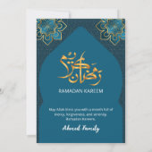 Invitation élégante sarcelle or pour Iftar Ramadan (Dos)