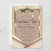 Invitation Élégante Séquines Gold Frame Graduation (Devant)