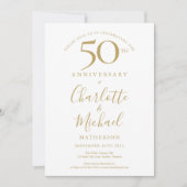 Invitation Élégante Signature Dorée 50e Anniversaire de Maria (Devant)