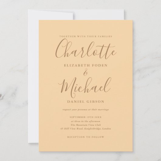Invitation Élégante signature script mariage Champagne (Devant)