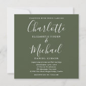 Invitation Élégante signature Script Olive Green Mariage Phot (Devant)