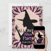 Invitation Elégante silhouette sorcière Halloween après la fê