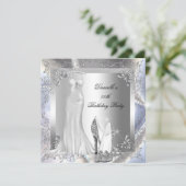 Invitation Elégante Silver Blanc Haut talon Chaussure Anniver (Debout devant)