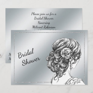 Invitation Elégante Silver Bridal Showeuse