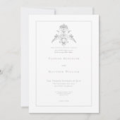 Invitation Elégante Silver Grey Chinoiserie Cherub Mariage (Devant)