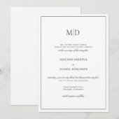 Invitation Élégante Simple Écriture Monogramme Mariage Blanc (Devant / Derrière)