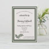 Invitation Elégante simple frontière verte Mémorial Invitatio (Debout devant)