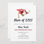 Invitation Élégante Simple Graduation Party (Devant / Derrière)