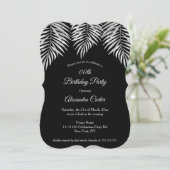 Invitation Elégante Simple palmiers gris noir fête d'annivers (Debout devant)
