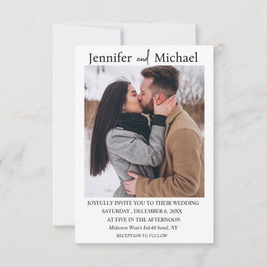 Invitation élégante simple typographie photo mariage (Devant)