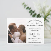 Invitation élégante simple typographie photo mariage (Debout devant)