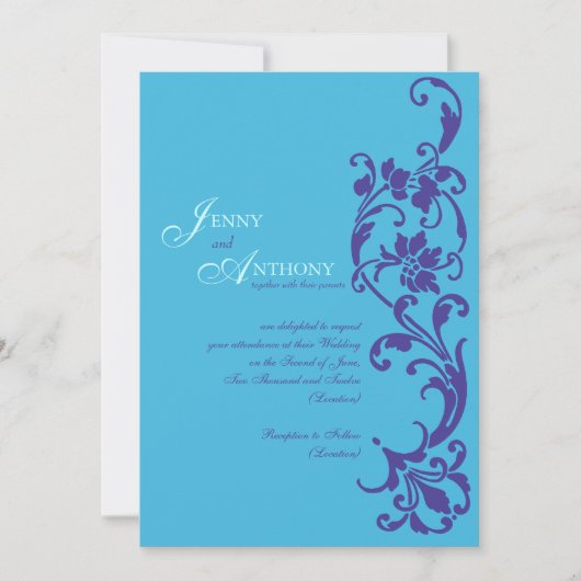 Invitation Élégante Simplicité DIY dans le ciel et le violet (Devant)