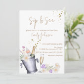 Invitation Elégante Sip & Voir Champagne Baby shower bouteill (Debout devant)