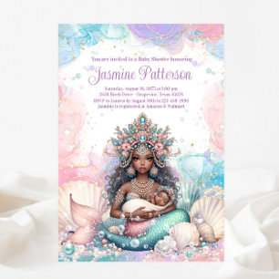 Invitation Élégante sirène africaine Fête de naissance Maman