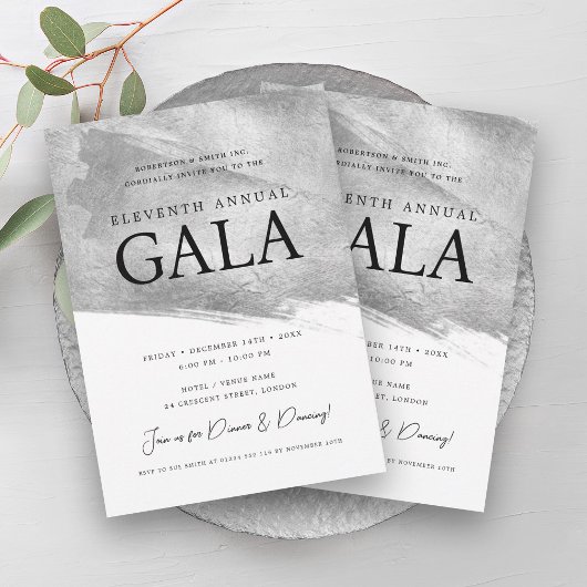 Invitation Elégante société GALA brosse en argent