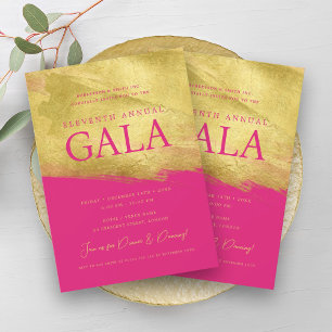 Invitation Elégante société GALA Business Gold Brush Hot Pink