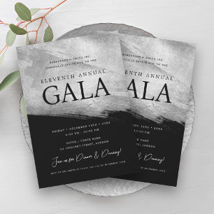 Invitation Elégante société GALA Silver Brush Black
