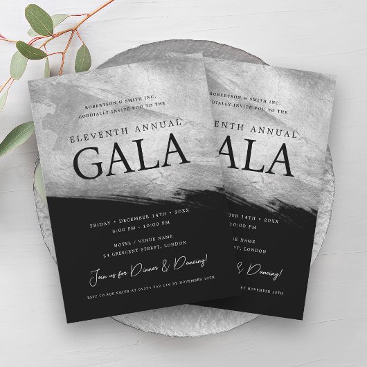Invitation Elégante société GALA Silver Brush Black