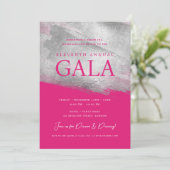 Invitation Elégante société GALA Silver Brush Hot Pink (Debout devant)